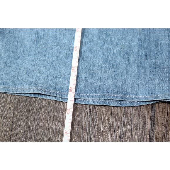 Alice + Olivia Denim Tulla Off the Shoulder Ruffle Sleeve Dress Chambray Linen - Picture 7 of 12